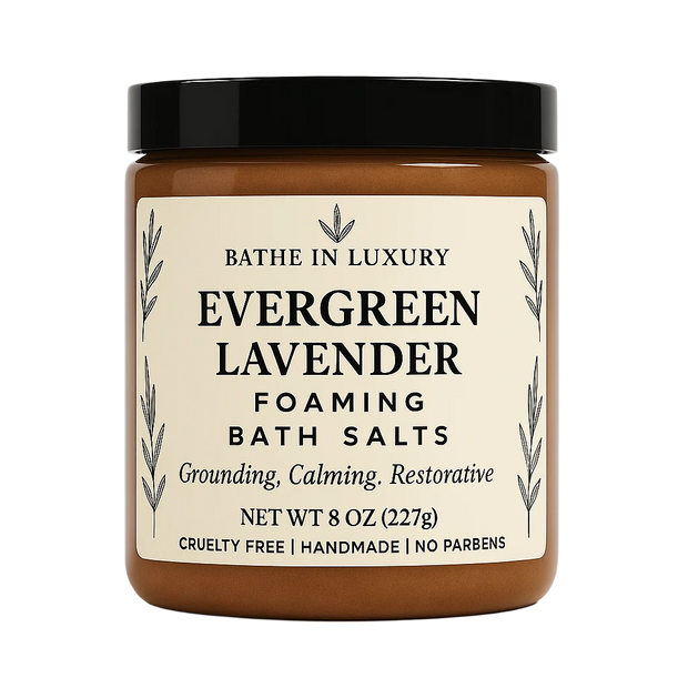 Evergreen Lavender Foaming Bath Salts - Herbal Floral Soak