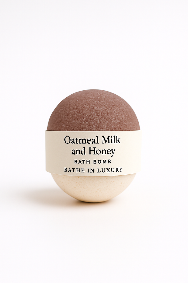 Oatmeal Milk and Honey Bath Bomb – Nourishing Fizzy Soak | Gentle & Comforting